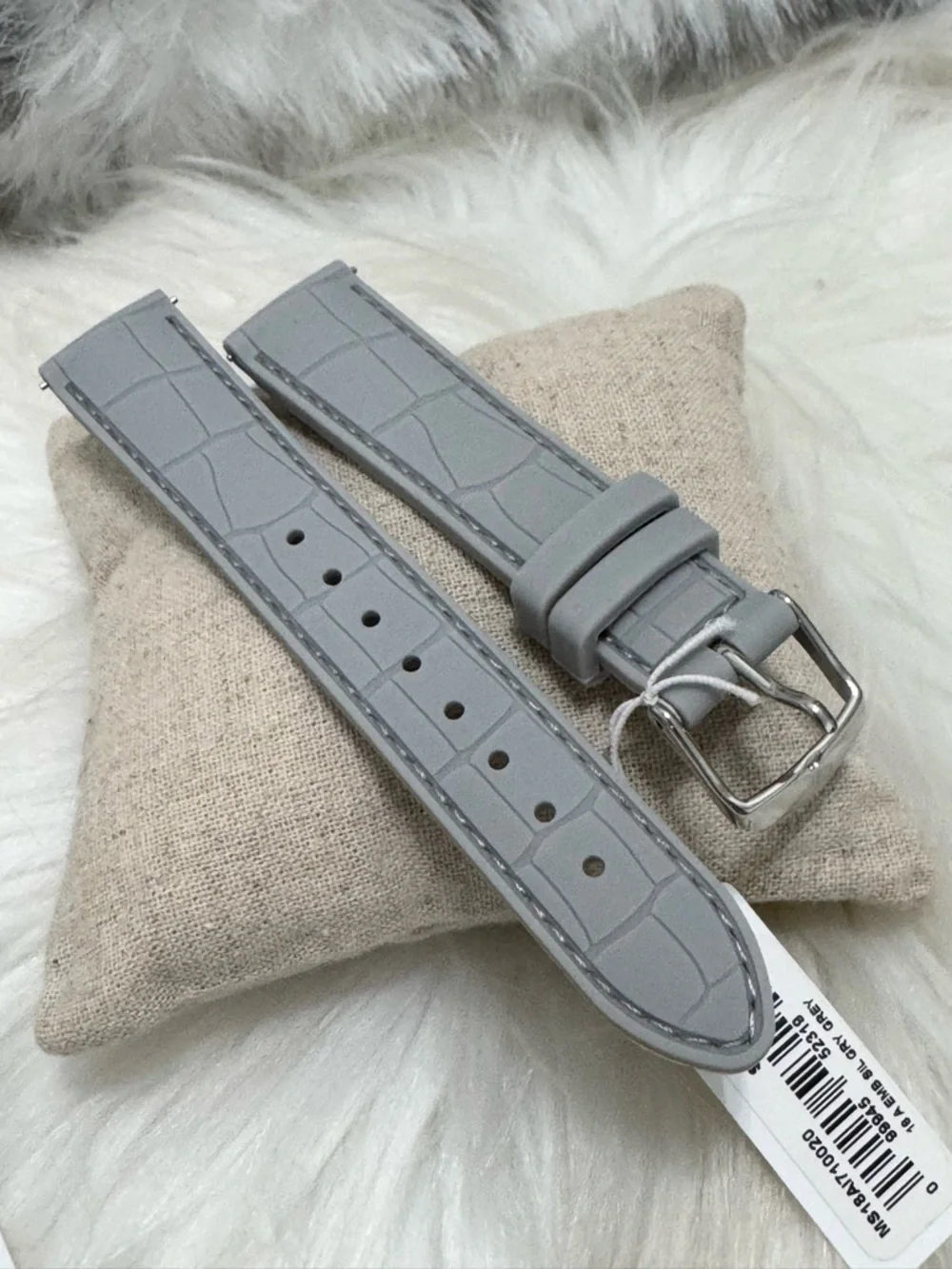 NEW wTags Michele 18MM Silicone Watch Band in Silver Grey - Picture 3 of 7